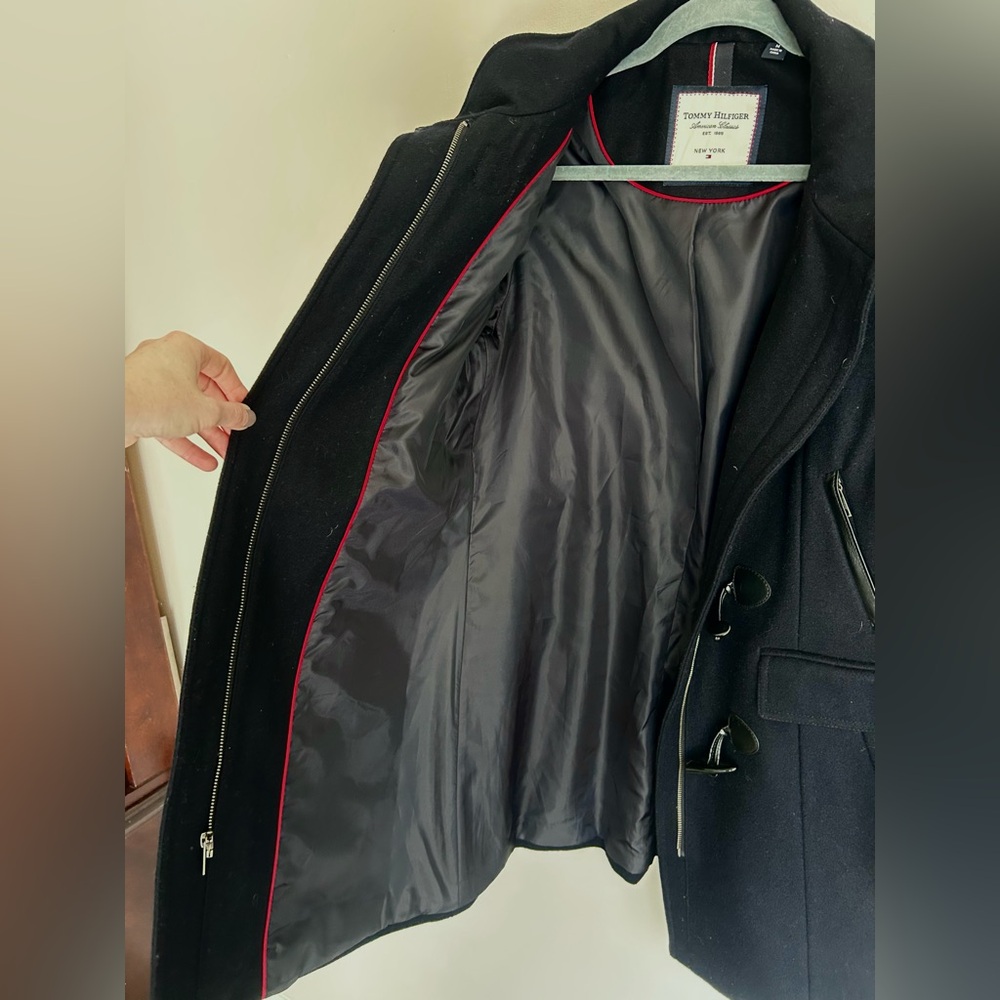 TOMMY HILFIGER Wool Duffle Coat Toggle Military Academia Winter Overcoat Size M - Picture 5 of 15